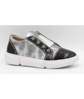 FL-W17252 PBT Полуботинки детские Flois-Kids, иск.кожа, цвет т.серый, р-р 32-37